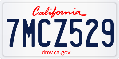 CA license plate 7MCZ529