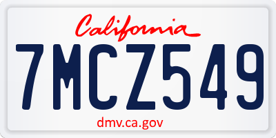 CA license plate 7MCZ549