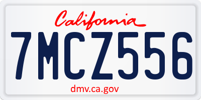 CA license plate 7MCZ556