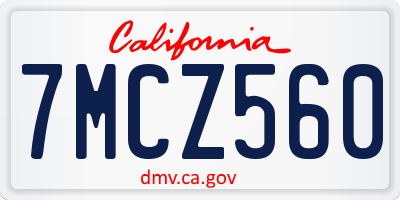 CA license plate 7MCZ560