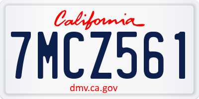 CA license plate 7MCZ561