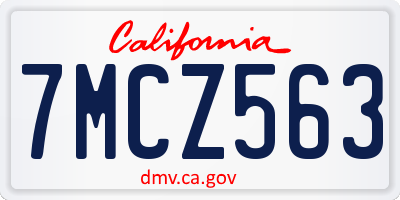 CA license plate 7MCZ563