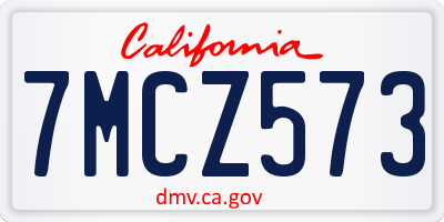 CA license plate 7MCZ573