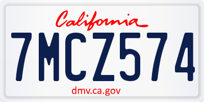 CA license plate 7MCZ574