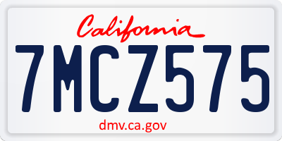 CA license plate 7MCZ575