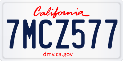 CA license plate 7MCZ577