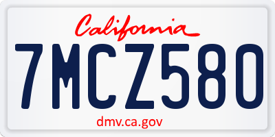 CA license plate 7MCZ580