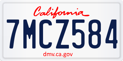 CA license plate 7MCZ584