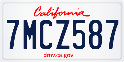 CA license plate 7MCZ587