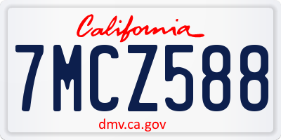 CA license plate 7MCZ588