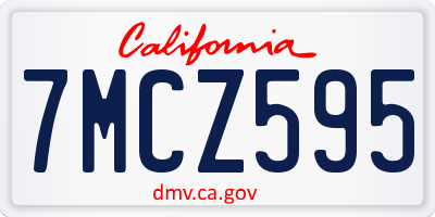 CA license plate 7MCZ595