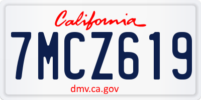 CA license plate 7MCZ619