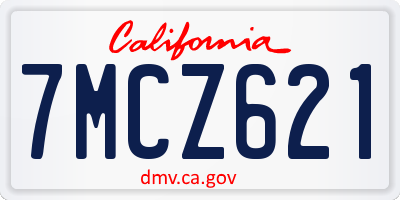 CA license plate 7MCZ621