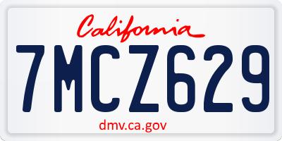 CA license plate 7MCZ629