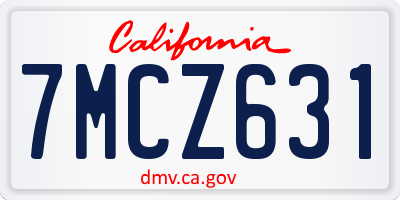 CA license plate 7MCZ631