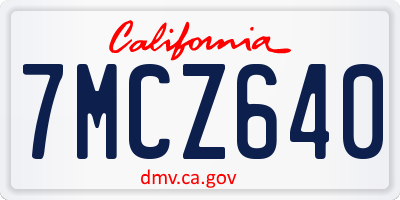 CA license plate 7MCZ640