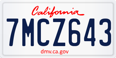 CA license plate 7MCZ643