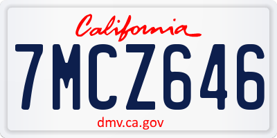 CA license plate 7MCZ646