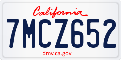 CA license plate 7MCZ652