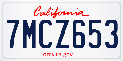 CA license plate 7MCZ653