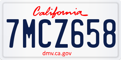 CA license plate 7MCZ658