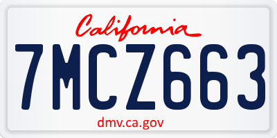 CA license plate 7MCZ663