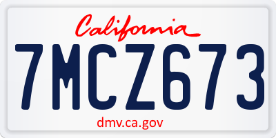 CA license plate 7MCZ673