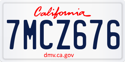 CA license plate 7MCZ676