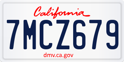 CA license plate 7MCZ679