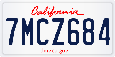 CA license plate 7MCZ684