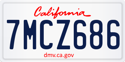 CA license plate 7MCZ686