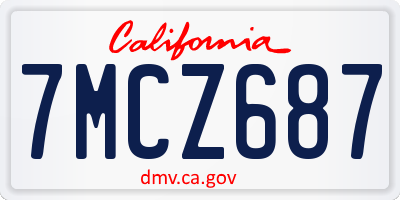 CA license plate 7MCZ687