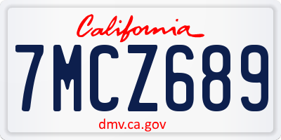 CA license plate 7MCZ689