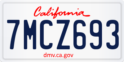 CA license plate 7MCZ693