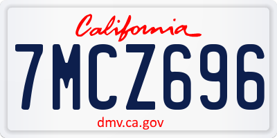 CA license plate 7MCZ696