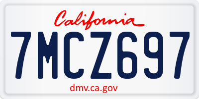 CA license plate 7MCZ697