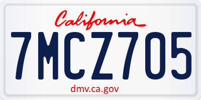 CA license plate 7MCZ705