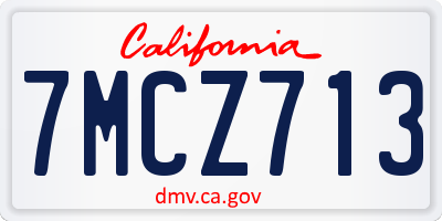 CA license plate 7MCZ713