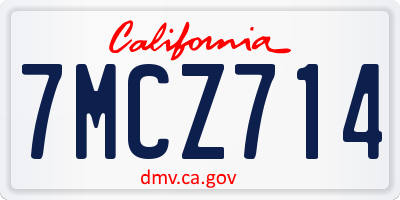 CA license plate 7MCZ714