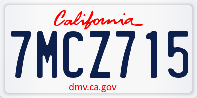 CA license plate 7MCZ715