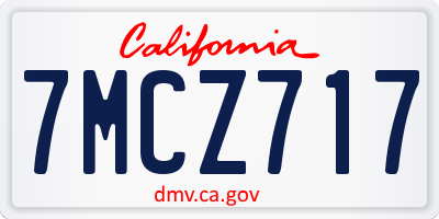 CA license plate 7MCZ717