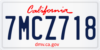 CA license plate 7MCZ718