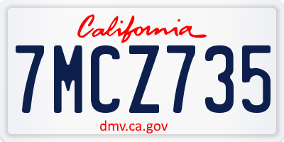 CA license plate 7MCZ735
