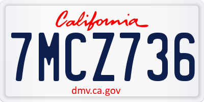 CA license plate 7MCZ736