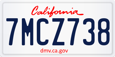 CA license plate 7MCZ738