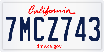 CA license plate 7MCZ743