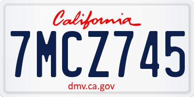 CA license plate 7MCZ745