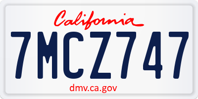 CA license plate 7MCZ747