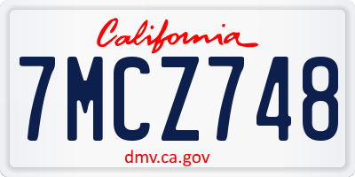 CA license plate 7MCZ748