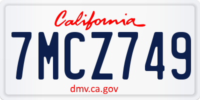 CA license plate 7MCZ749